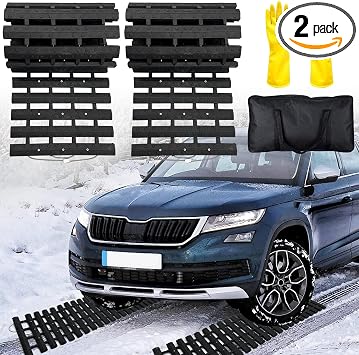 Emergency Devices Tire Traction Mats, Portable for Snow, Ice, Mud, and Sand Used to Car, Truck, Van or Fleet Vehicle (2P