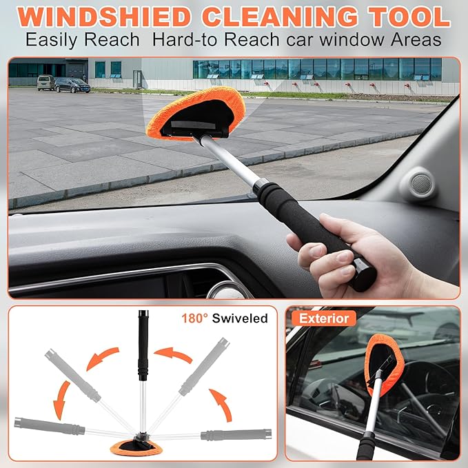 Windshield Cleaner Tool, 15Pcs Car Interior Cleaning Kit, Detailing Kit Cleaner, Detailing Brush, Cleaning Gel, Inside Cleaning Supplies Accessories for Trucks, SUVs, RVs Window