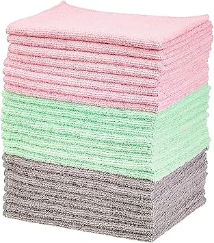 Amazon Basics Microfiber Cleaning Cloths, Ultra-Soft and Highly Absorbent, Streak-Free, Lint-Free, Scratch-Free, Washabl