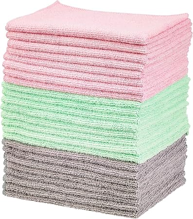 Amazon Basics Microfiber Cleaning Cloths, Ultra-Soft and Highly Absorbent, Streak-Free, Lint-Free, Scratch-Free, Washabl