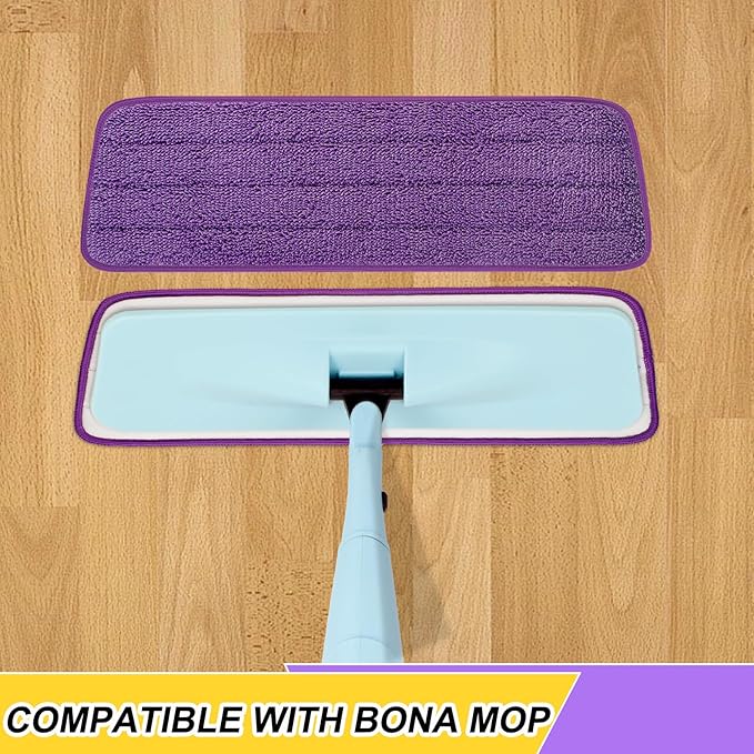 8 Pack 16.5 inch Reusable Mop Pads Microfiber Spray Mop Replacement Heads for Wet/Dry Mops Compatible with Bona Floor Care System