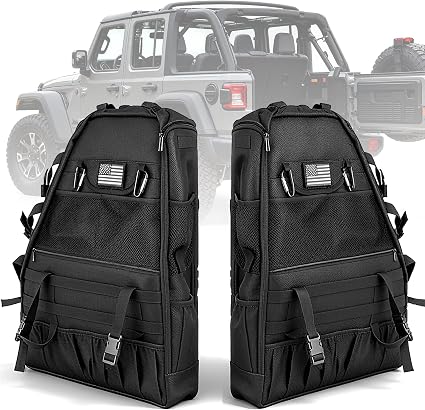 Wrangler Roll Bar Storage Bag Compatible with 1997-2023+ Jeep Wrangler JK TJ LJ & Unlimited JL 4-Door, Multi-Pocket Door