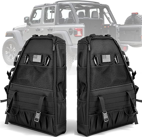 Wrangler Roll Bar Storage Bag Compatible with 1997-2023+ Jeep Wrangler JK TJ LJ & Unlimited JL 4-Door, Multi-Pocket Door