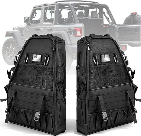 Wrangler Roll Bar Storage Bag Compatible with 1997-2023+ Jeep Wrangler JK TJ LJ & Unlimited JL 4-Door, Multi-Pocket Door