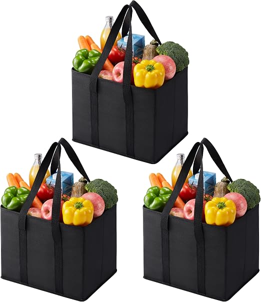 VENO 3 Pack Reusable Grocery Shopping Bags Utility Tote w/Sturdy Handles
