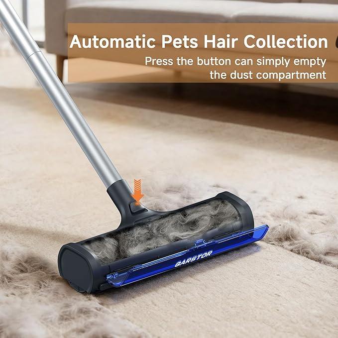 Carpet Hair Removal Tool, Long Handle Dog Hair Remover, Reusable Carpet Sweeper, Pet Fur Remover with Dust Container for Carpet, Rugs, Mats, Furniture, Upholstery