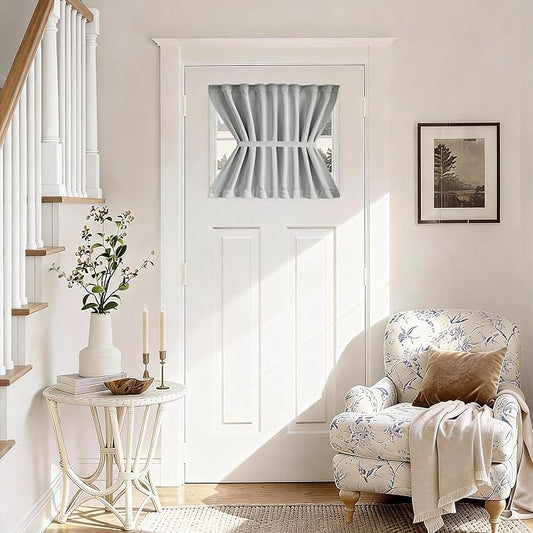 Vatge Small Door Window Curtains - Blackout Privacy French Door Panel for French/Classroom Doors, 1 Panel, W25 x L20, Silver Grey