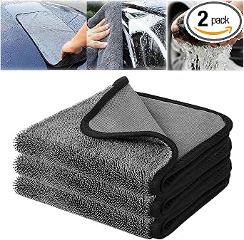 Usoway Shiny Wipes Shower Cleaning Cloths, Super Absorbent Microfiber Bath Towels (2pcs, 40cm x 40cm, Metallic)