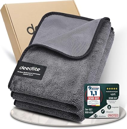 Deedlite Bath Wipes Shower Cleaning Cloths, Premium Car Drying Towel | Ultra Absorbent Twisted-Loop Design| Microfiber T