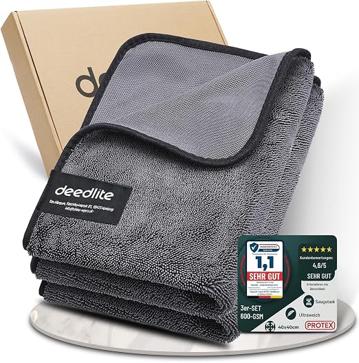 Deedlite Bath Wipes Shower Cleaning Cloths, Premium Car Drying Towel | Ultra Absorbent Twisted-Loop Design| Microfiber T