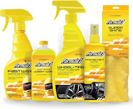 Formula 1 Complete Car Detailing Kit - Clean & Protect Every Surface, Includes Car Wash and Wax, Wheel Cleaner, Interior
