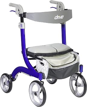 Drive Medical Nitro DLX Foldable Rollator Walker for Seniors, Sleek Blue