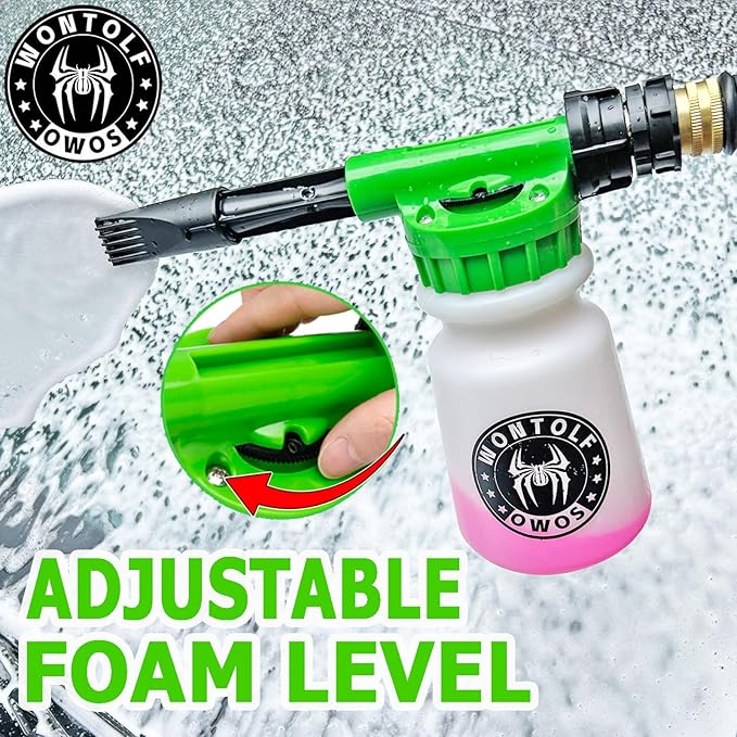 Wontolf CWK188 Car Wash Kit with Foam Gun, Car Wash Soap, Interior Detailer Cleaner, Wheel Cleaner, Car Care Cleaning Detailing Kit for Cars Trucks RVs SUVs Motorcycles (Works w/Garden Hose), 10 Items
