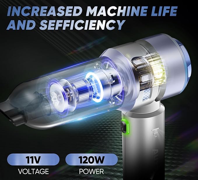 Handheld Cordless Car Vacuum|3 in 1 15000PA Mini Cleaner,120W High Power Brushless Motor,Super Suction Power Vacuums with Type-C Data Cable, Small Portable and Rechargeable Cleaner (Sliver)