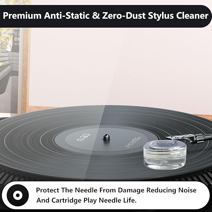 Turntable Stylus Clean Gel - Premium Anti-Static & Zero-Dust Stylus Cleaner, Dirt and Debris Dry Cleaning Mixture for Vinyl Record Player Needle (White)