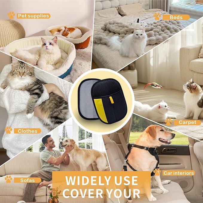 2 Pcs Pet Hair Removal Glove for Dogs & Cats, Upgraded Reusable Electrostatic Pet Hair Gloves, Pet Hair Remover Tool for Clothing, Couch, Carpet,Pet Beds, Convenience for Busy Pet Owners