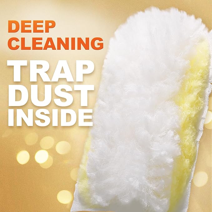 JOYMOOP Disposable Electrostatic Duster for Cleaning, with 2 Handles & 24 Ct Yellow Heavy Duty Refills for Swiffer Feather Duster, Household Cleaning Tool for Electronics, Dusting Furniture, Blinds