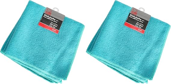 Chef Craft Microfiber Dishcloth, 2 pc. - Teal 12 x 12 inches (Pack of 2)