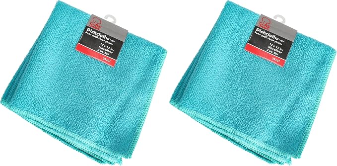 Chef Craft Microfiber Dishcloth, 2 pc. - Teal 12 x 12 inches (Pack of 2)