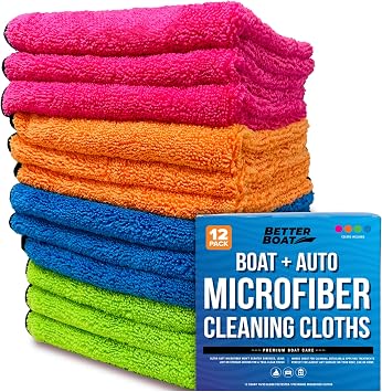 12 Pack Microfiber Cloth Kit, Lint-Free Cleaning Towels for Cars, Boats