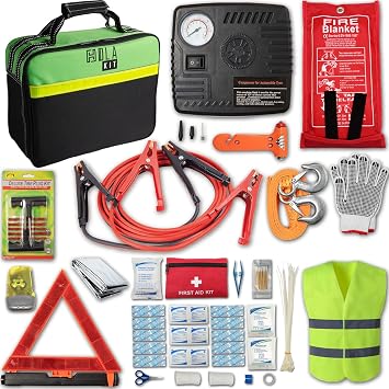 HolaKit 78-Piece Car Emergency Kit with Air Compressor and Jumper Cables