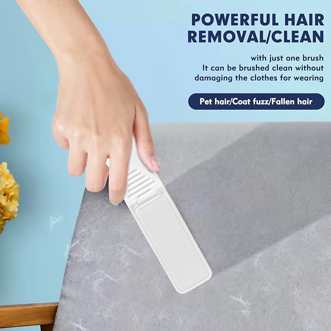 Foldable Lint Brush 4-Pack (2 White + 2 Black) - Portable & Reusable Lint Brushes for Clothes, Furniture, Pet Hair - Compact Travel Size, Sticky Surface, Easy to Clean - No Mess Fuzz Remover