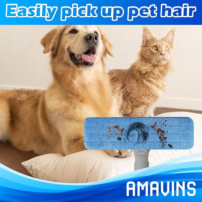 AmaVins 3 Pack Microfiber Cleaning Pads, Reusable Microfiber Mop Pads for 18 Inch Mop, Hardwood Floor Replacement Cleaning Mop Pads, Machine Washes