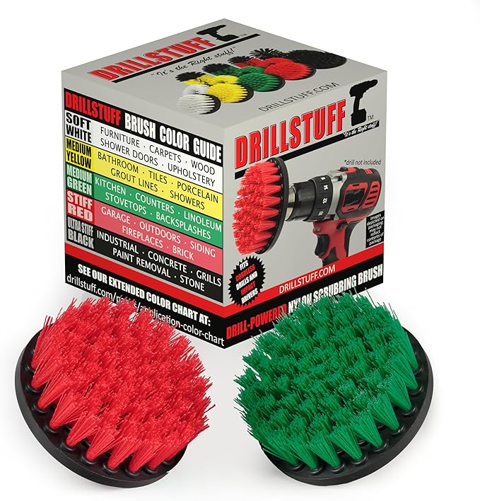 Cleaning Supplies - Medium/Stiff Power Scrubbers - Kitchen Accessories - Drill Brush - Stove - Sink - Griddle - Cooktop - Tile - Cast Iron Skillet - Outdoor - Deck Brush - Headstones - Garden Statues