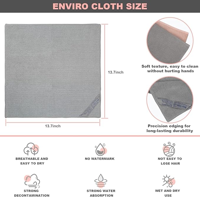 Window Cloth & Enviro Cloth Set, Quality Replacement for Norwex Window & Enviro Cloth. Basic Package Cleaning Cloth. Clean and Leave No Traces. Only Water is Needed to Complete The Cleaning.