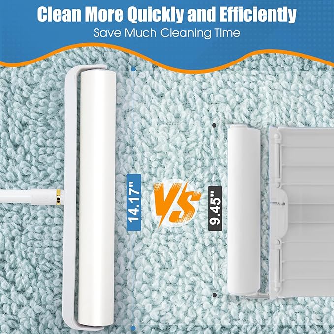 Dymoll 14.17" Lint Roller Refills, Extreme Sticky Large Surface Lint Roller for Cleaning Pet Hair, Wall, Dust, Carpets, Floor, Clothing, Car, 4 Rollers Total 360 Sheets