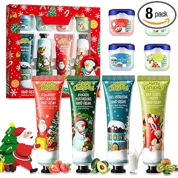 8Pcs Hand Cream and Lip Balm Sets, Repair dry skin for Christmas Gifts