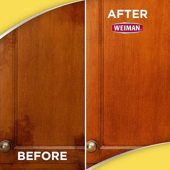 Weiman Wood Polish and Cleaning Wipes, For Furniture Cleaner, Protect from Watermarks, Stains & Aging, No Build-Up, UVX-15 Prevent Drying, Fading & Discoloration, 2 Pack with Microfiber Cloth