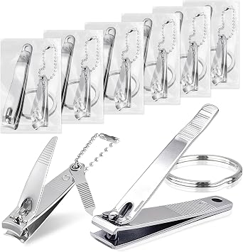 12-Piece Stainless Steel Fingernail & Toenail Clippers Set with File & Keychain - Bulk Nail Clippers Kit for Men/Women, 