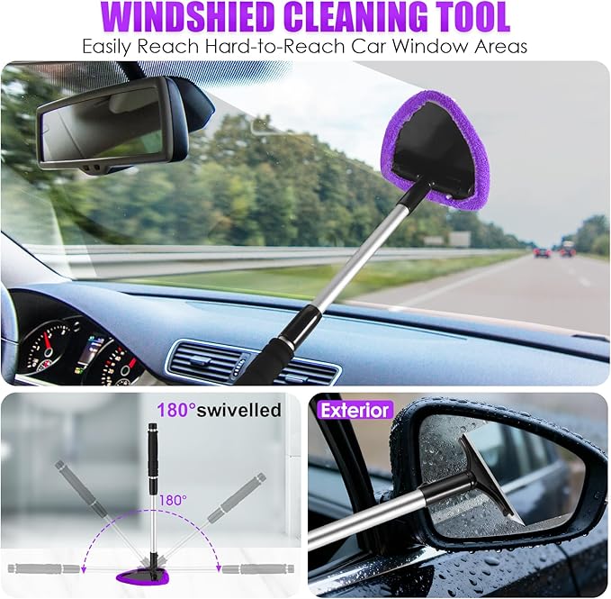 20PCS Car Cleaning Kit, Car Interior Detailing Kit with Purple High Power Handheld Vacuum, Detailing Brush Set, Windshield Cleaner, Cleaning Gel, Complete Auto Accessories for Women