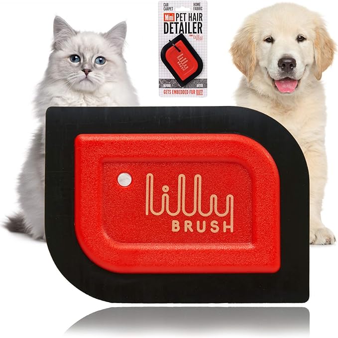 Lilly Brush Mini Pet Hair Detailer | Reusable Fur Remover for Car Interior, Carpet, Couch & Furniture