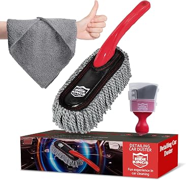 Car Interior Detailing Kit - Red Duster & Brush, Towel