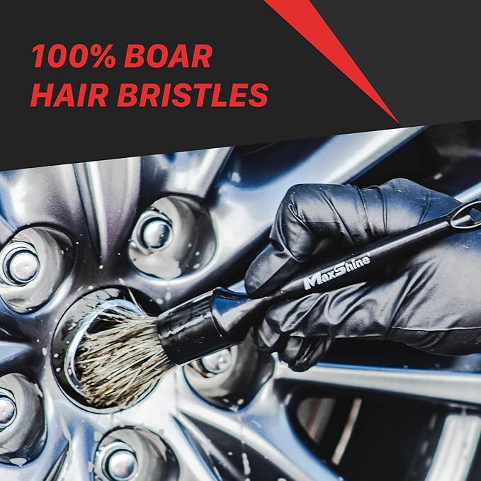 Maxshine Universal Premium Natural Boar’s Hair Detailing Brush #10 | Durable Plastic Handle with No-Shed Bristles | Gentle Cleaning Brush for Engine Bays, Wheels, Interiors, Air Vents & Car Detailing
