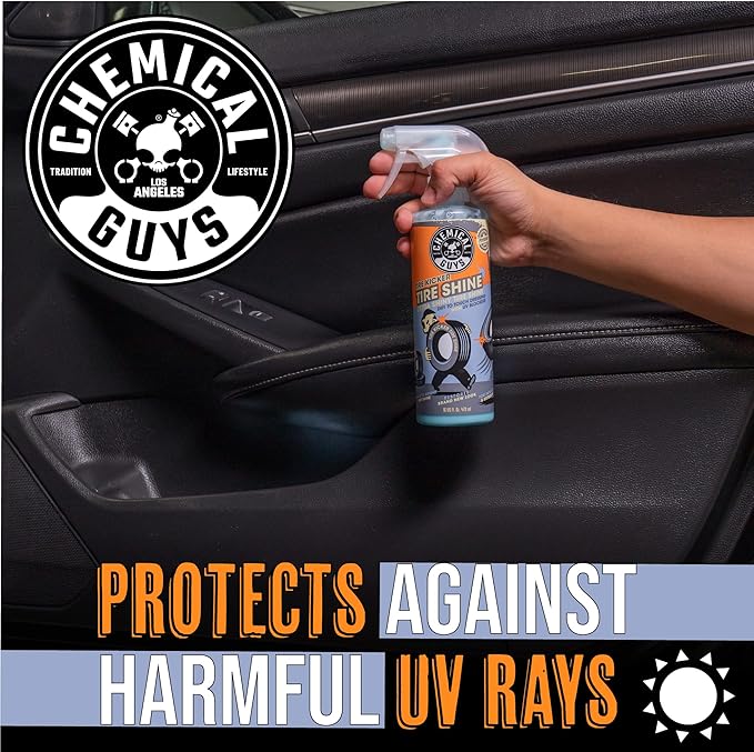 Chemical Guys Tire Kicker Sprayable Extra Glossy Tire Shine Spray, Dry-to-Touch Dressing - Restores Wet Look to Rubber, Vinyl, and Plastic, Safe for Cars, Trucks, Motorcycles, RVs, and More - 16 oz