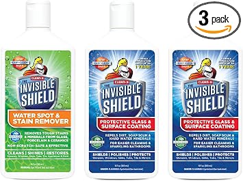 Invisible Shield Protective Glass + Surface Coating (2) & Water Spot and Stain Remover (1) - Restorer 3 Pack - 10 oz