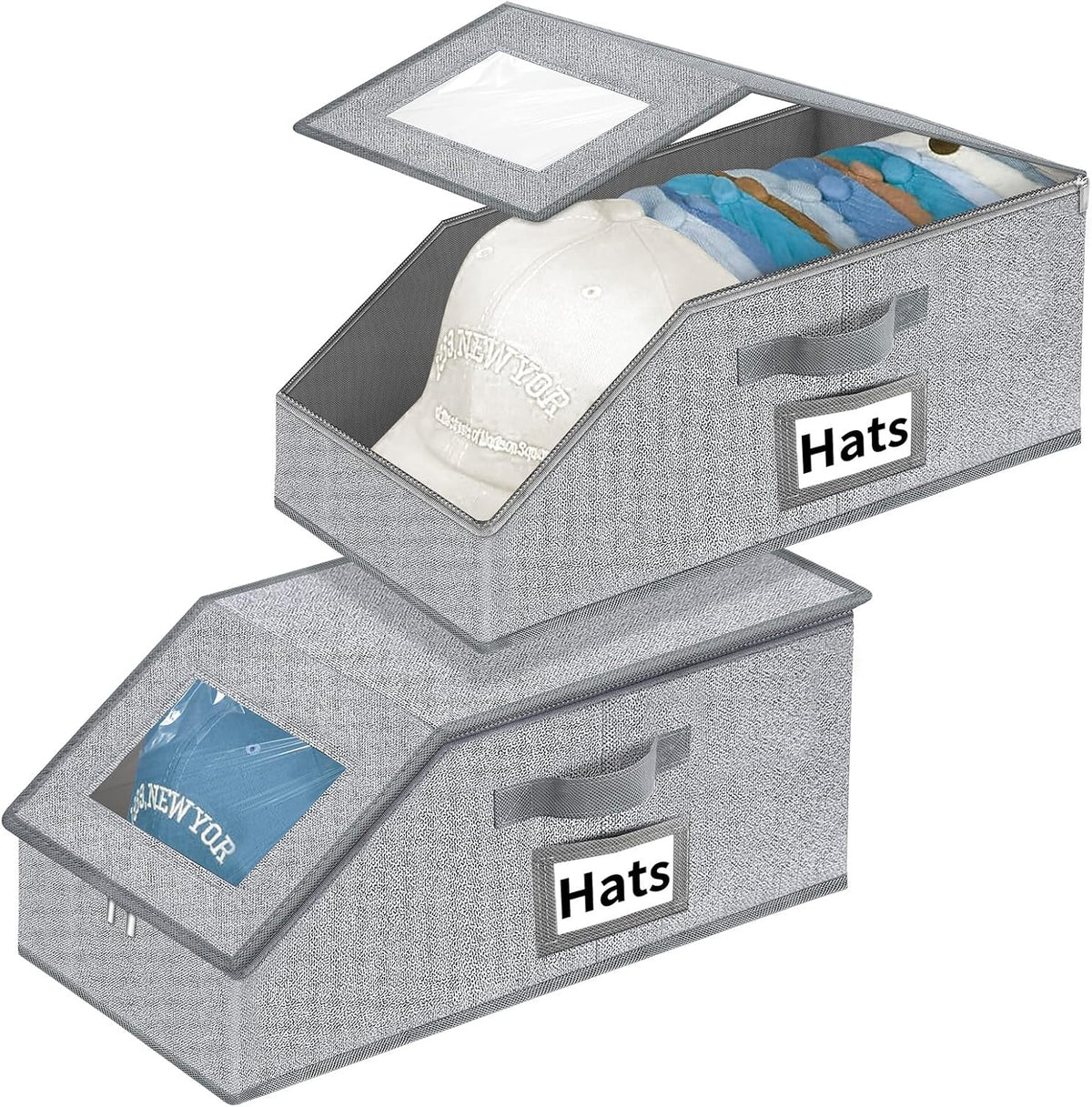 Stackable Hat Storage for Baseball Caps - Hat Organizer with Clear Window