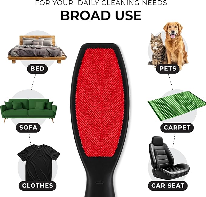 DecorRack (2 Pack) Double-Sided Lint Brushes, Pet Hair Remover Brush for Clothes and Furniture, Remove Cat and Dog Fur from Fabric Carpet and Clothing, Lint Removal Brush, Portable, Reusable (2 Pack)
