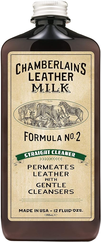 Leather Milk Leather Cleaner - Straight Cleaner No. 2 - All Natural, Non-Toxic Deep Cleaner Made in The USA. 2 Sizes. In