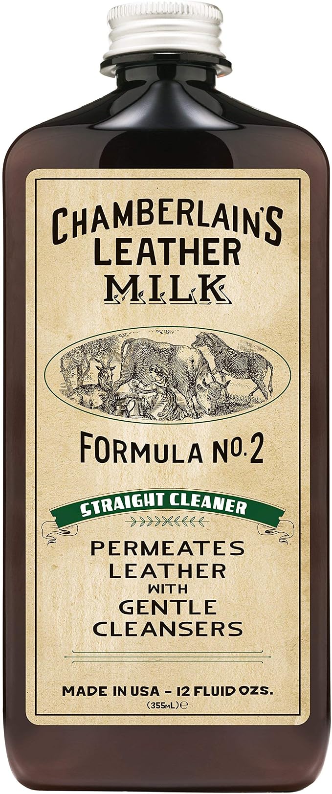 Leather Milk Leather Cleaner - Straight Cleaner No. 2 - All Natural, Non-Toxic Deep Cleaner Made in The USA. 2 Sizes. In