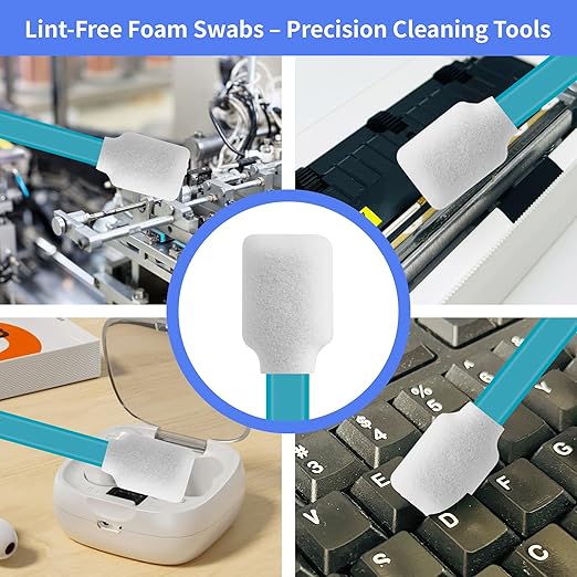 300 Pcs Lint-Free Lab/Printer/Optical Printheads Foam Swabs for Inkjet Printheads, Sensors, Electronics, Cameras, Car Detailing, Optical Equipment and Precision Tools