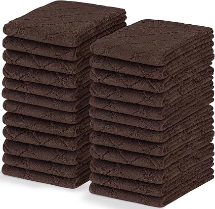 Homaxy 24 Pack Super Soft Absorbent Dish Towels, 10" x 20", Brown