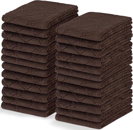 Homaxy 24 Pack Super Soft Absorbent Dish Towels, 10" x 20", Brown