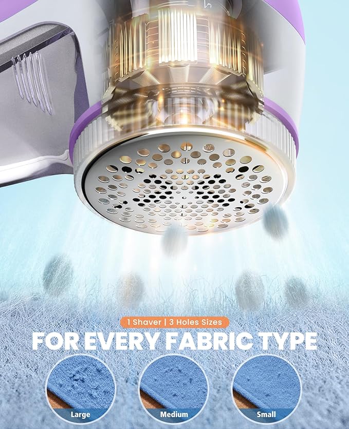 POPCHOSE Fabric Shaver, Lint Remover for Clothes, Electric Lint Shaver with 6-Leaf Blades, Sweater Shavers to Remove Pilling for Clothing, Couch, Furniture, Fuzz, Lint Ball, Bobbles, Violet Purple