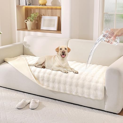 Waterproof Dog Bed Cover Non Slip Couch Covers for Dogs Washable Soft Faux Fur Sofa Cover Couch Covers for 3 Cushion Cou