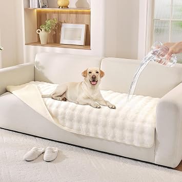 Waterproof Dog Bed Cover Non Slip Couch Covers for Dogs Washable Soft Faux Fur Sofa Cover Couch Covers for 3 Cushion Cou