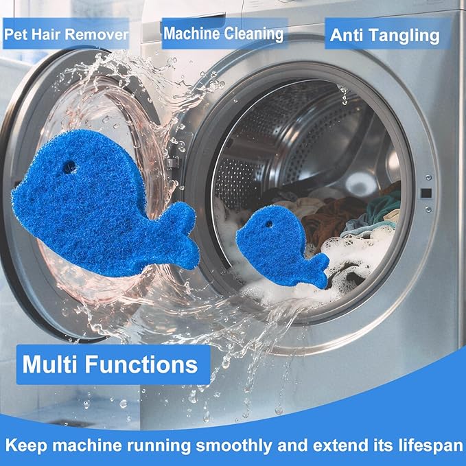 Pet Hair Remover for Laundry, 6PCS Reusable Dog & Cat Hair Remover Tool - Removes Pet Fur, Hair, Lint, Dander from Clothes &Washing Machine. (Blue, Dolphin)